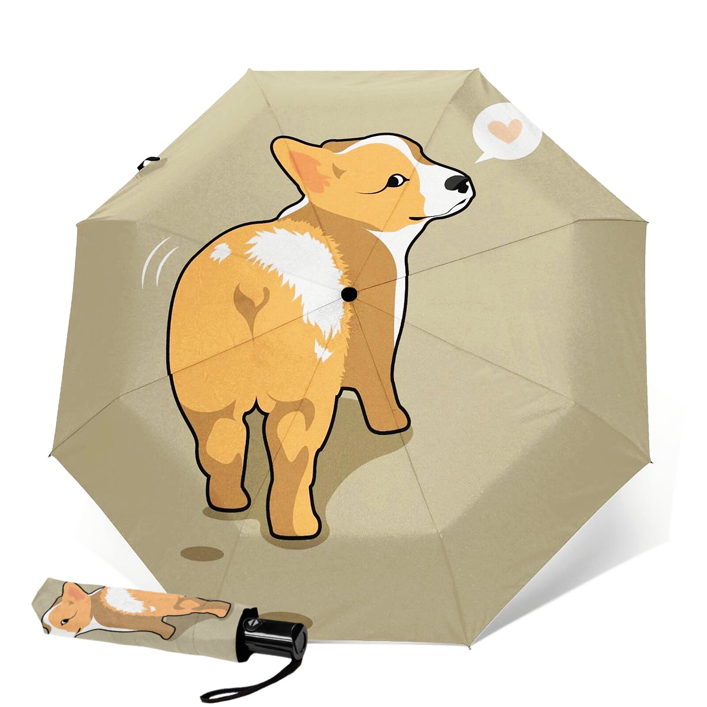 Cute Puppy Printed Small Collapsible Umbrella