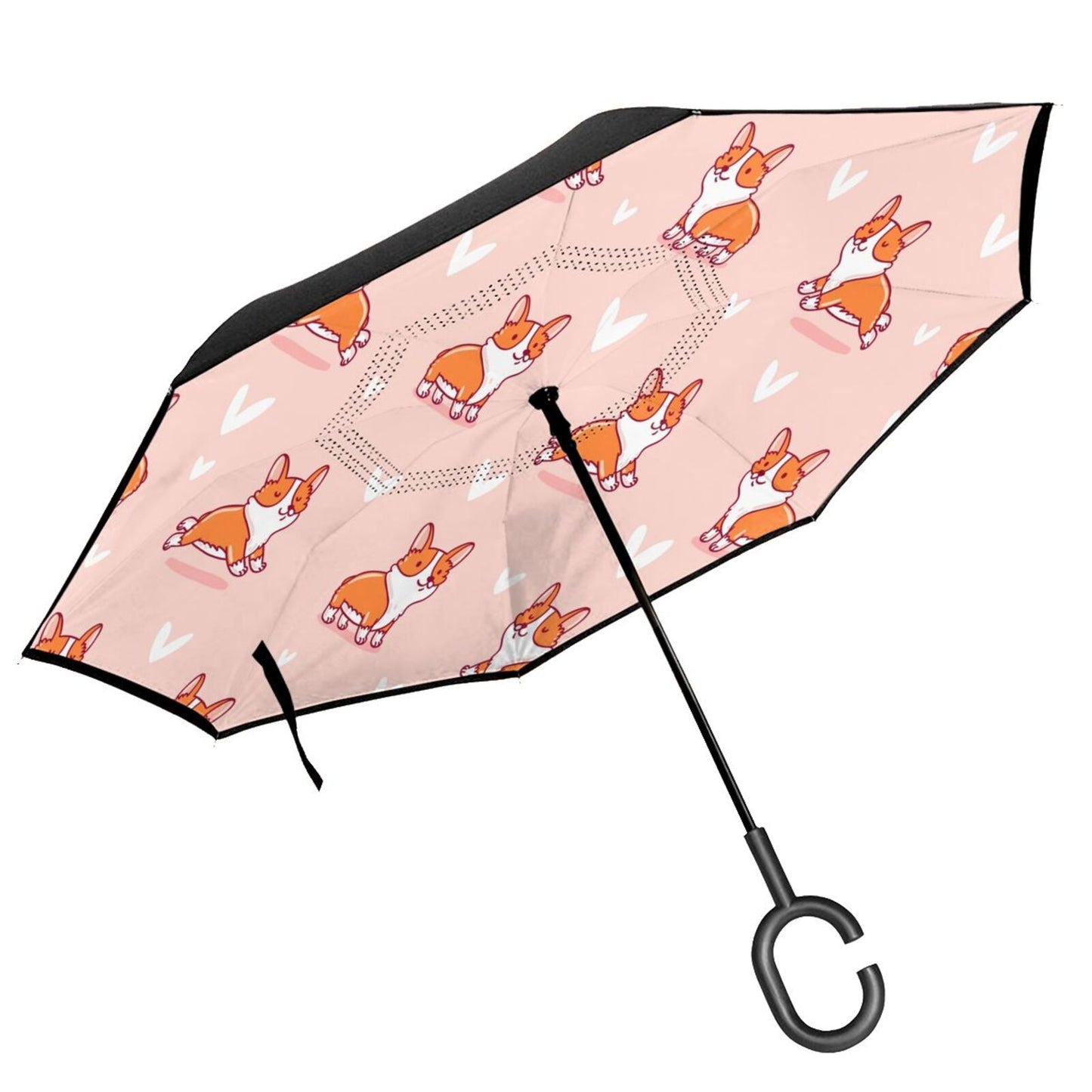 Cute Little Corgi Printed Inverted Umbrella