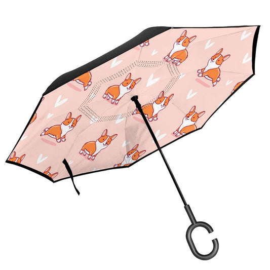 Cute Little Corgi Printed Inverted Umbrella