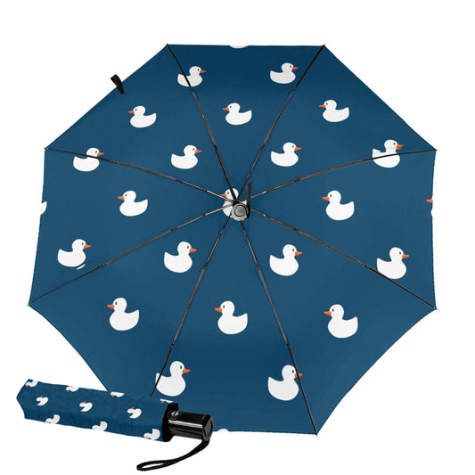 Small Compact Umbrella With Duckling Print Inside