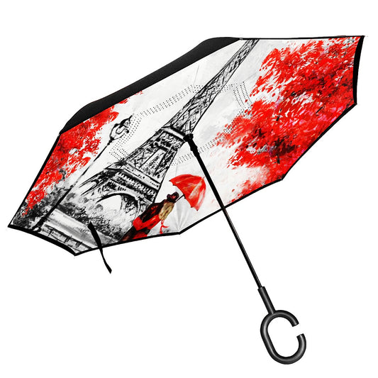 Eiffel Tower Printed Inverted Umbrella