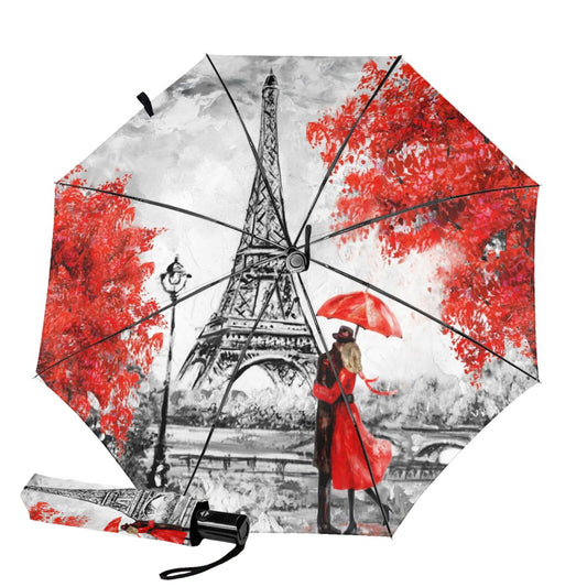 Small Foldable Umbrella With Eiffel Tower Print Inside