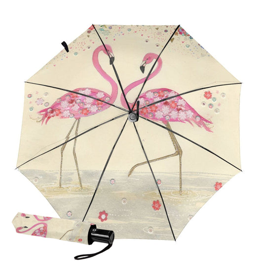 Small Travel Umbrella With Flamingo Couple Inside