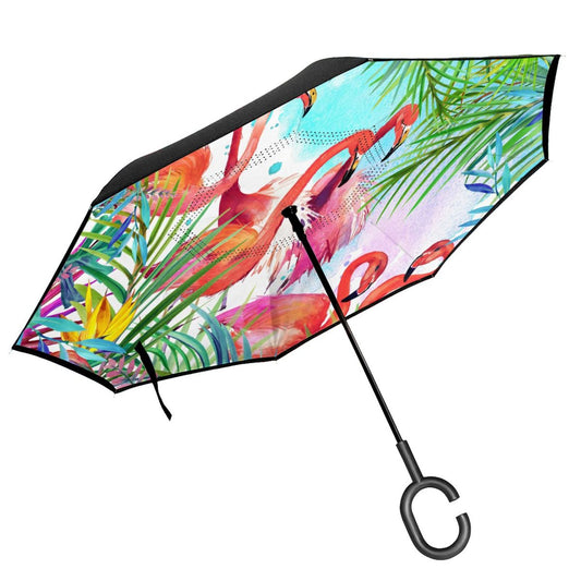 Flamingo Printed Inverted Umbrella