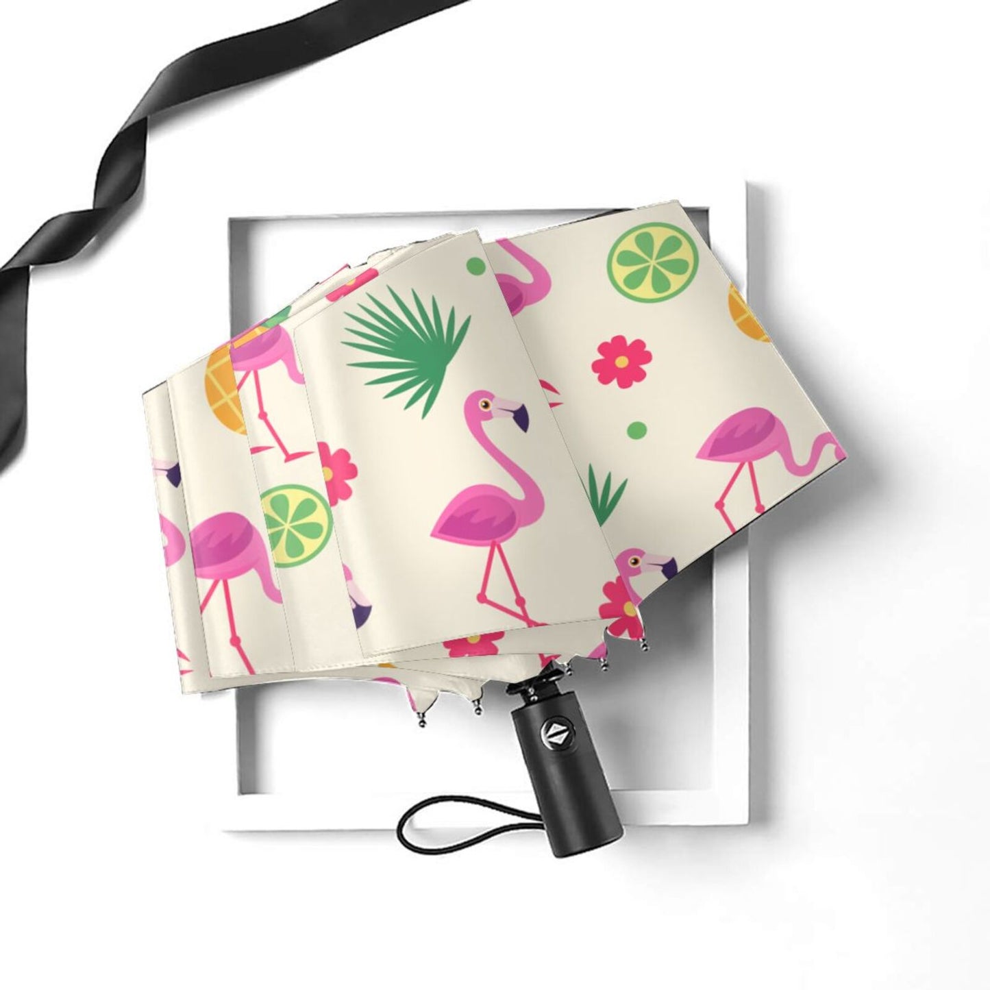 Purple Flamingo Compact Umbrella