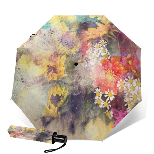 Floral Compact Umbrella For Women