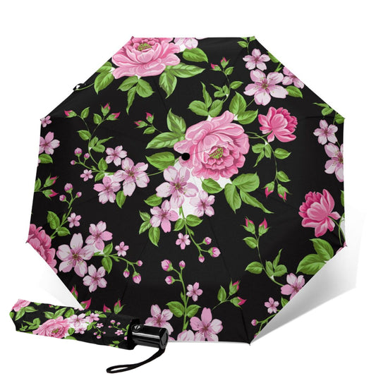 Flower Print Compact Foldable Umbrella