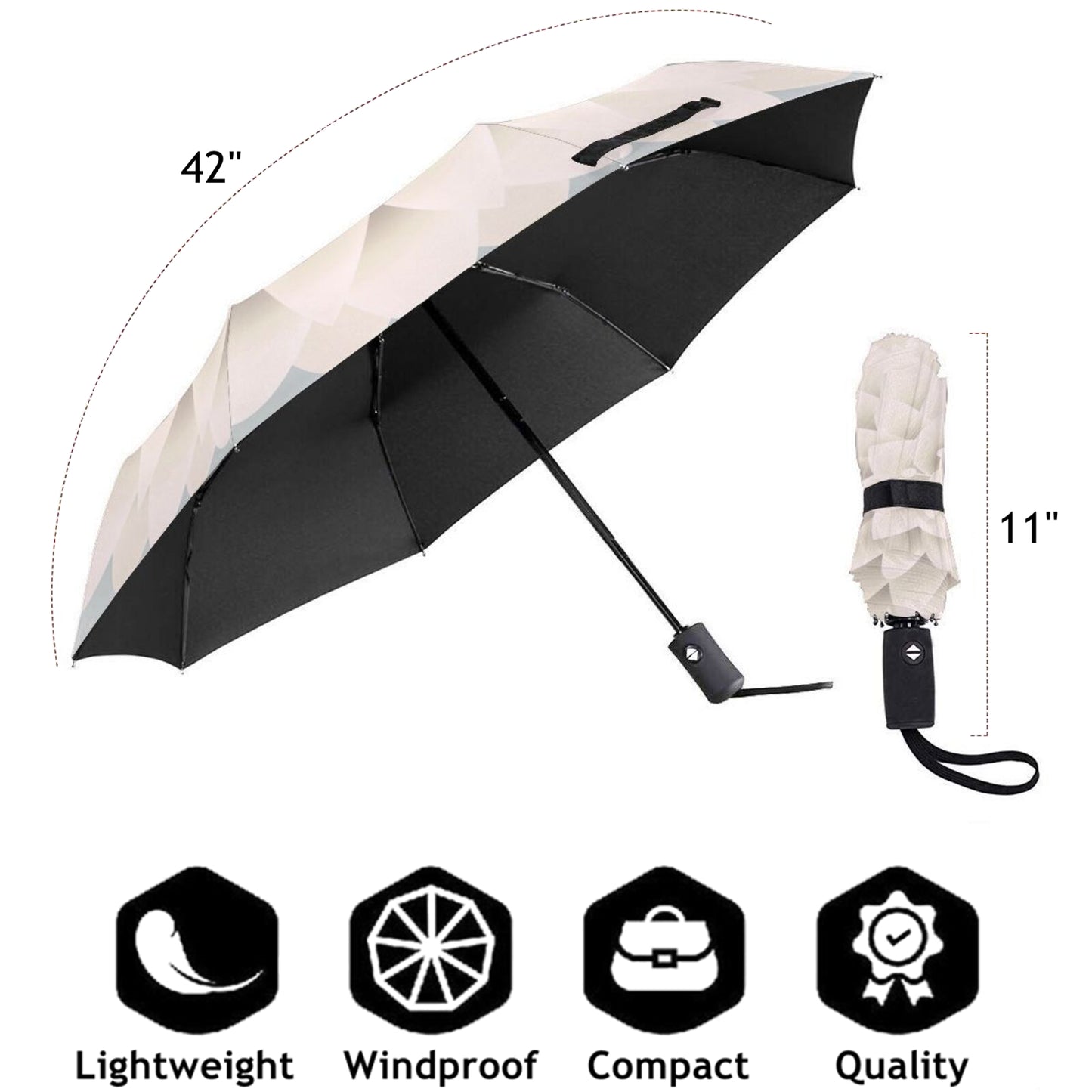 White Flower Design Automatic Mini Umbrella