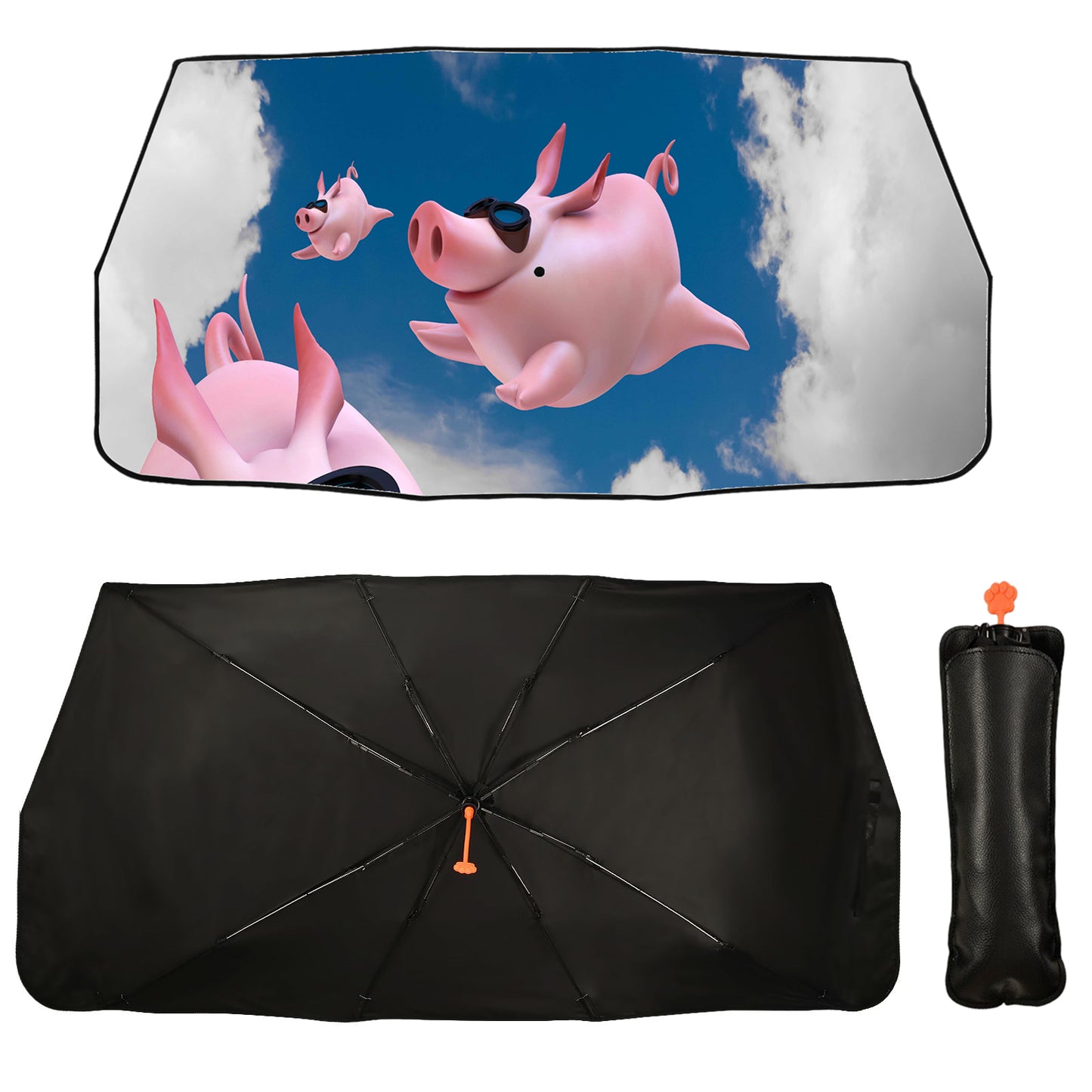 Flying Piggy Car Windshield Sun Shade Umbrella