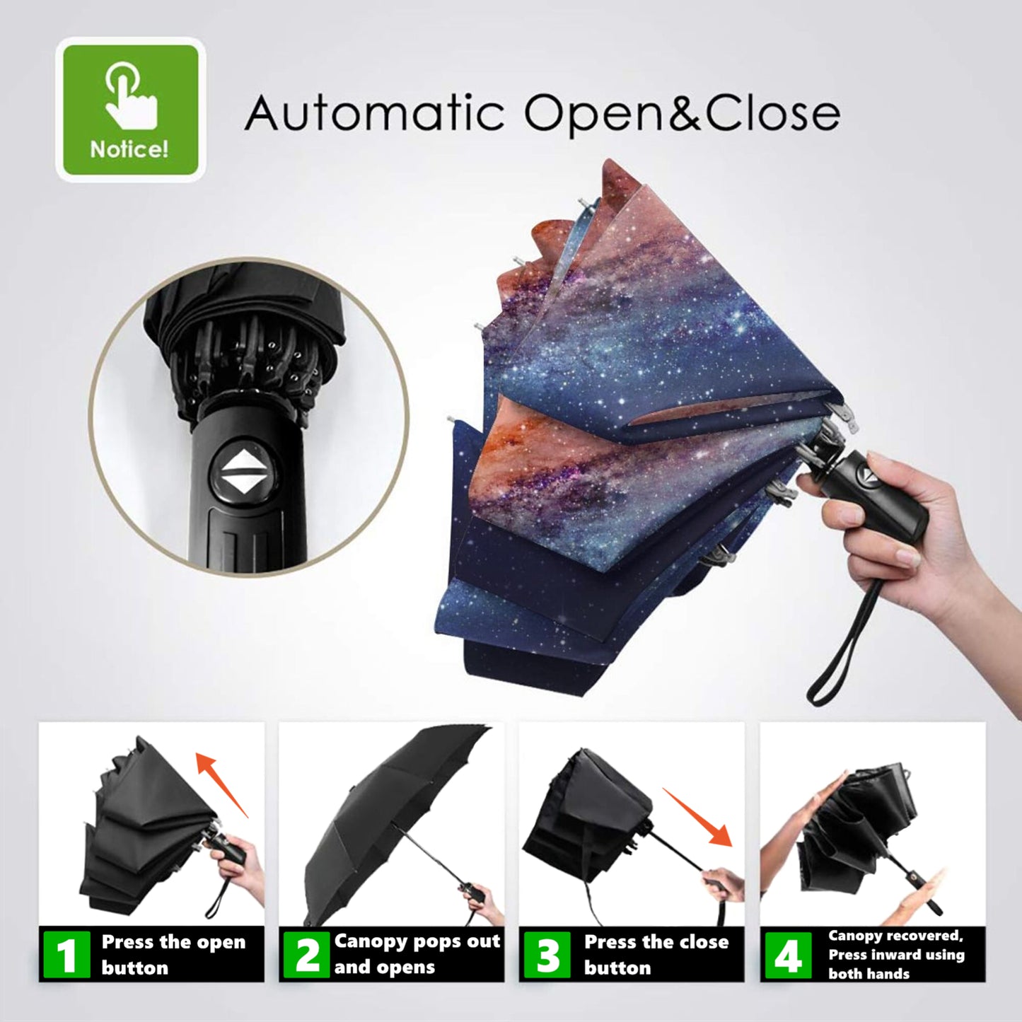 Starry Night Design Small Automatic Umbrella