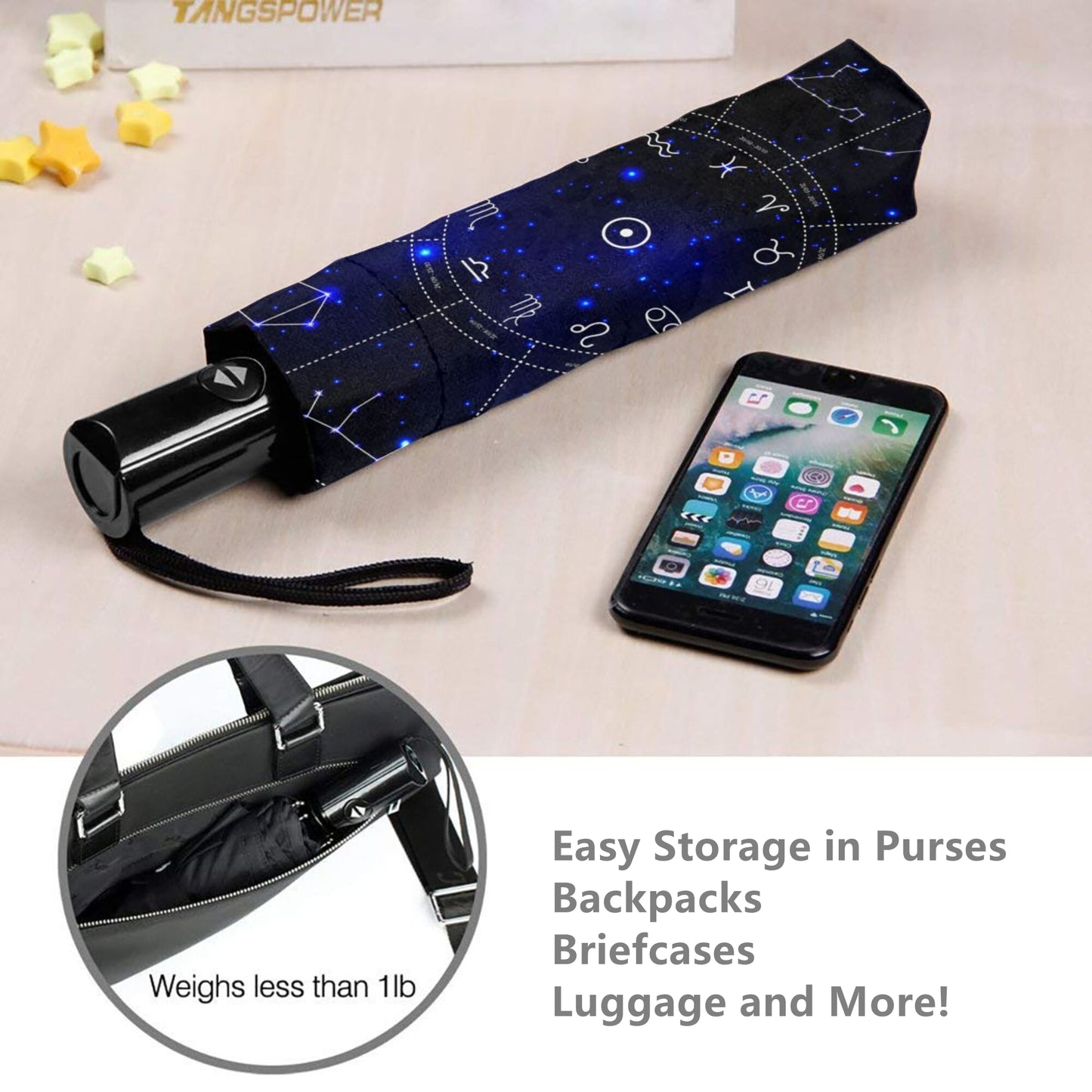 Starry Night Print Compact Travel Umbrella