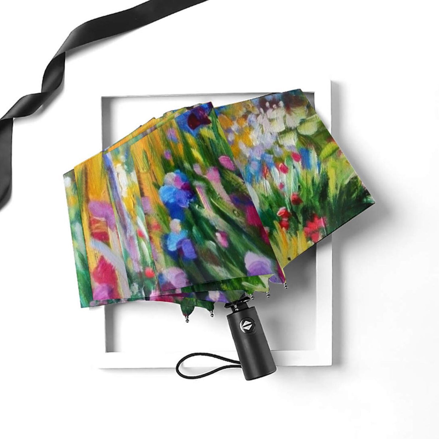 Monet Oil Painting Floral Folding Umbrella