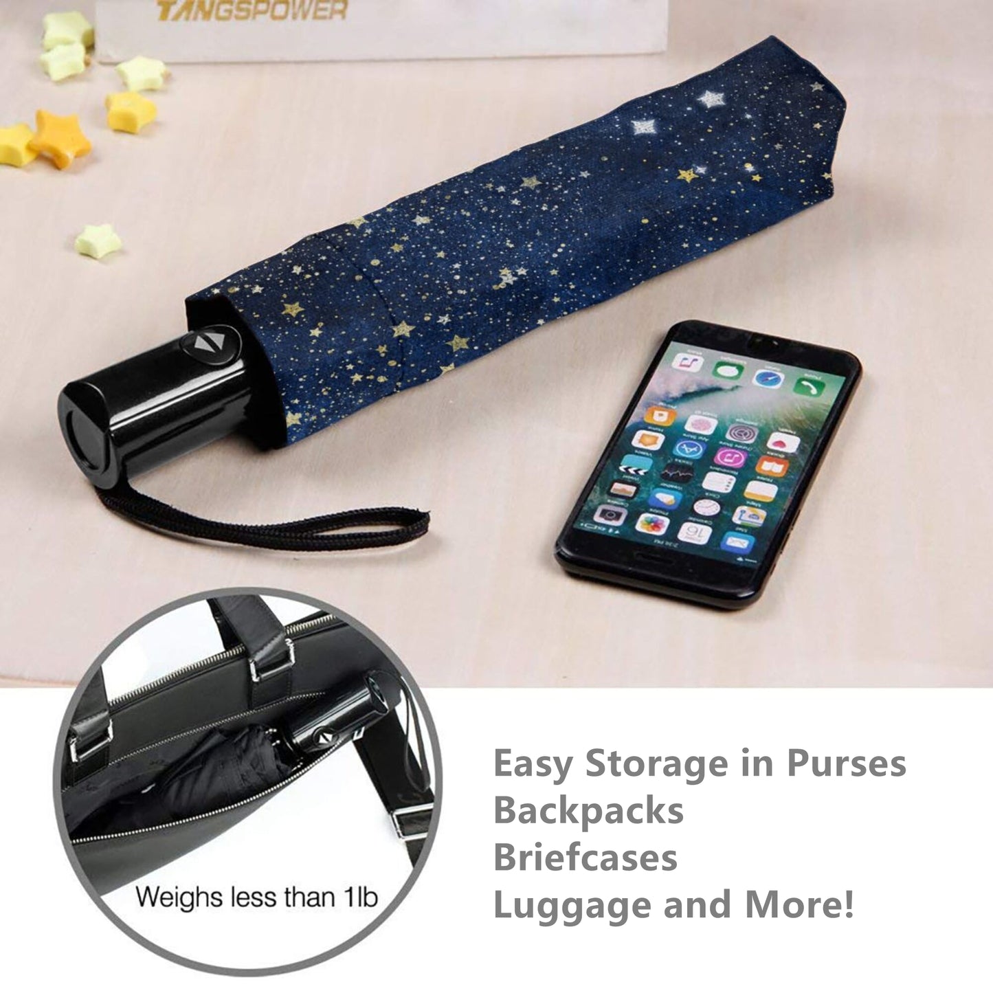 Starry Night Print Small Folding Umbrella