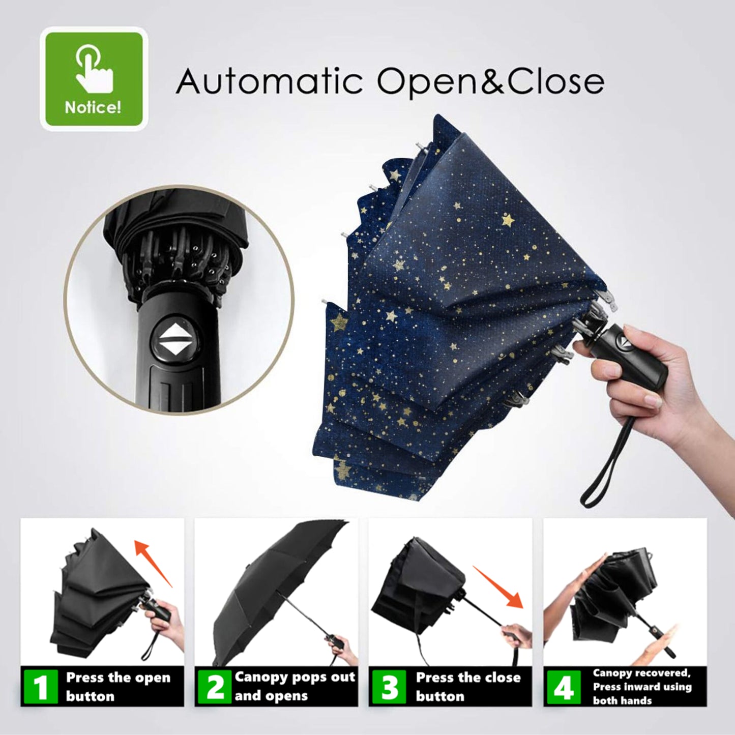 Starry Night Print Small Folding Umbrella