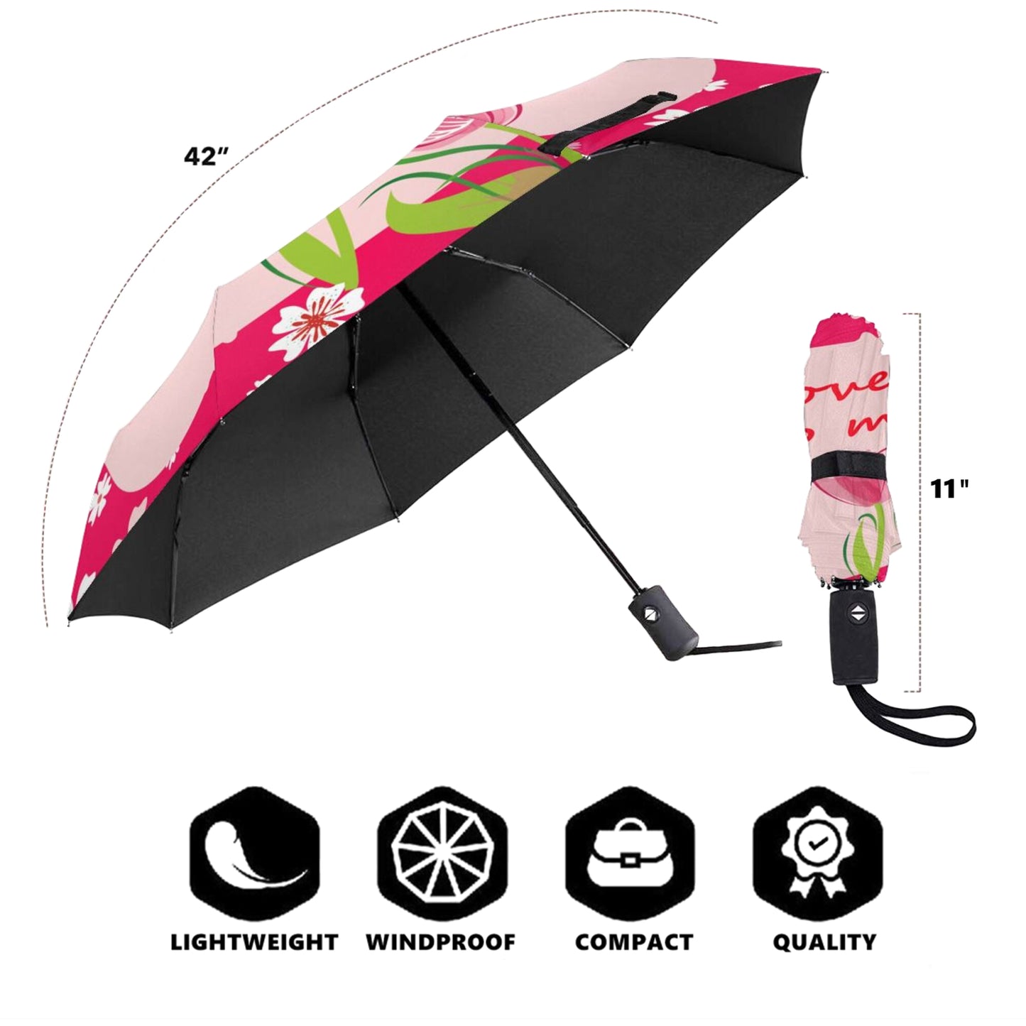 Love You So Much Print UV Protection Foldable Umbrella