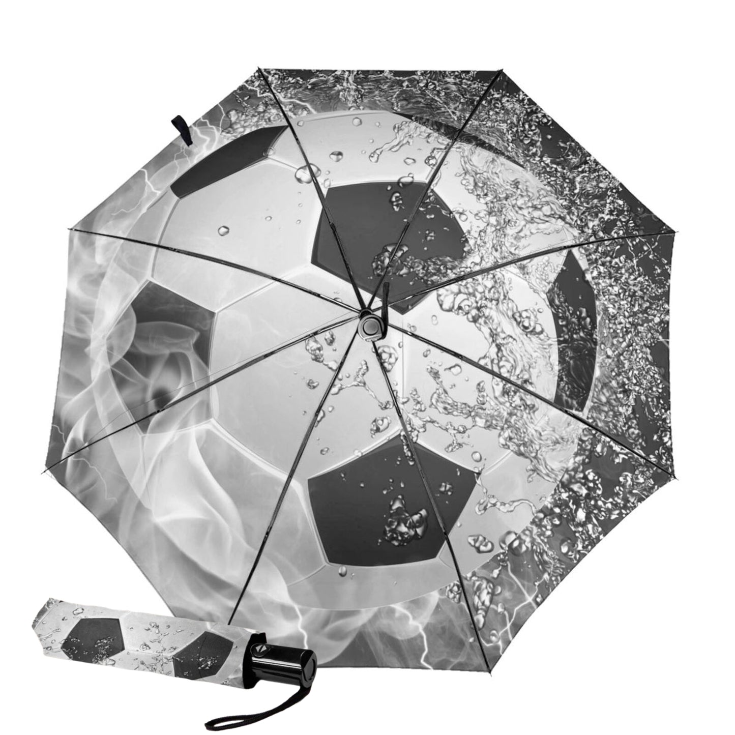 Compact Umbrella With Football Print Inside