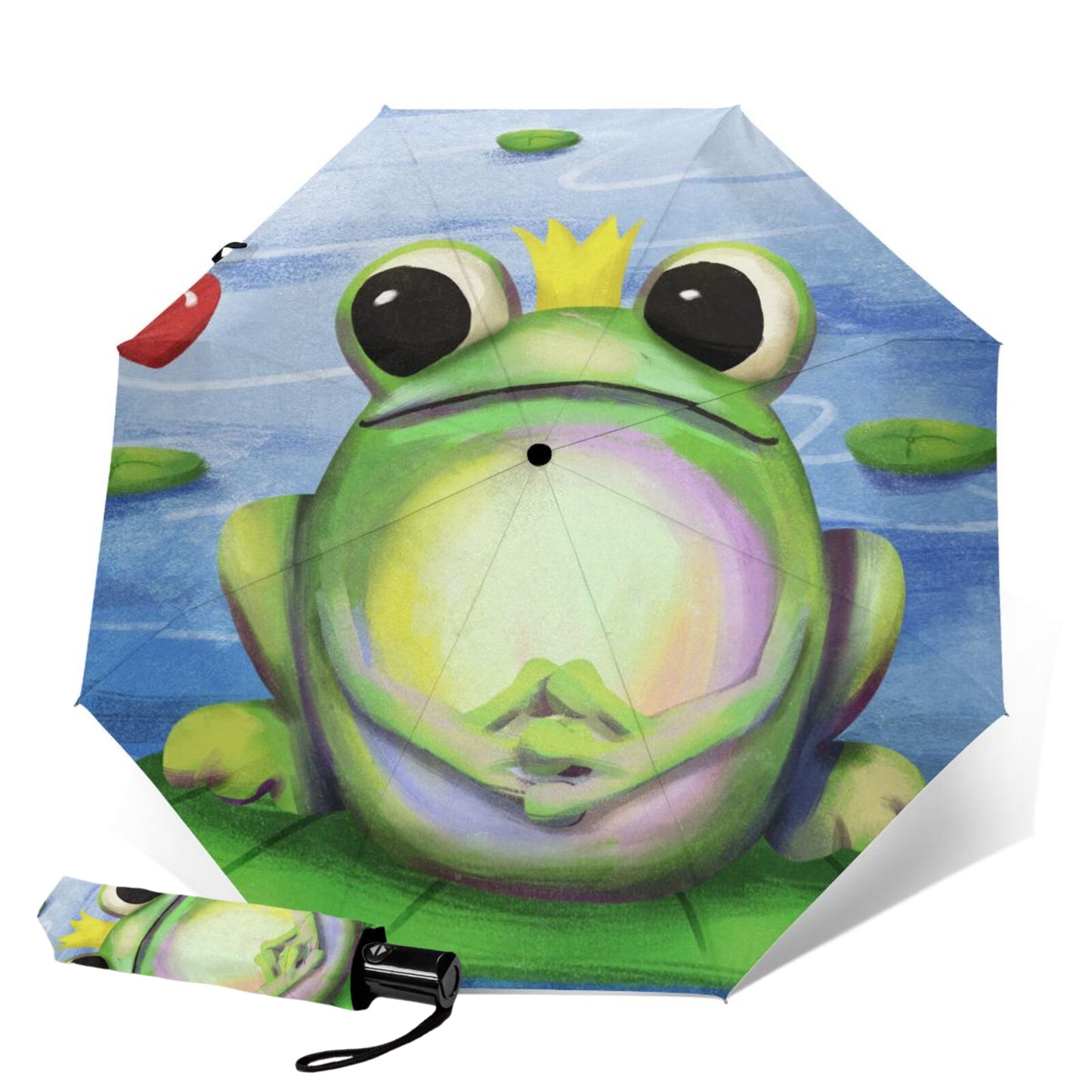 Frog Design Printed Small Automatic Umbrella