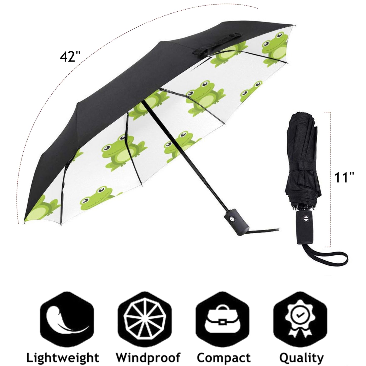 Small Foldable Umbrella With Frog Design Inside