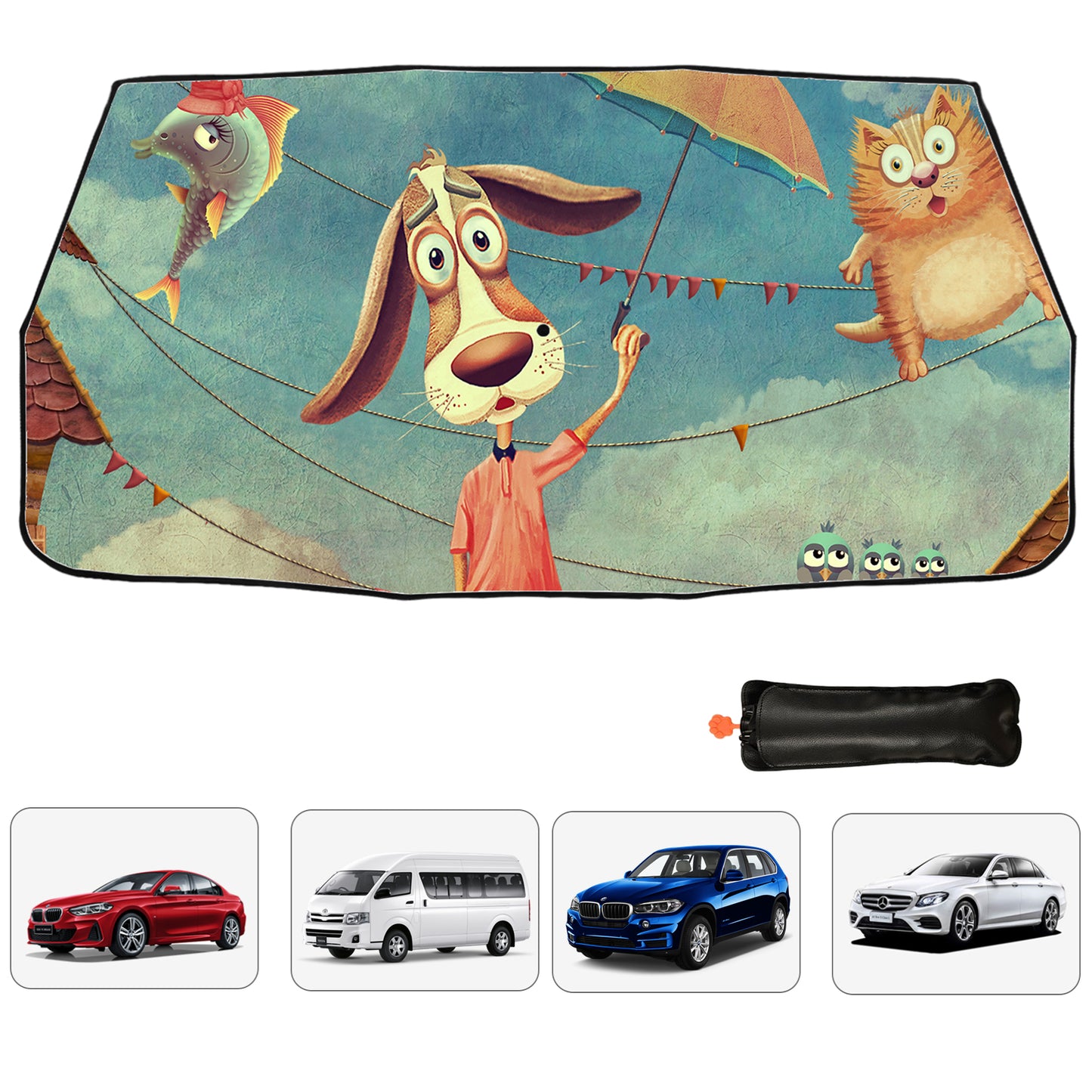 Funny Design Car Windscreen Sun Shade Umbrella