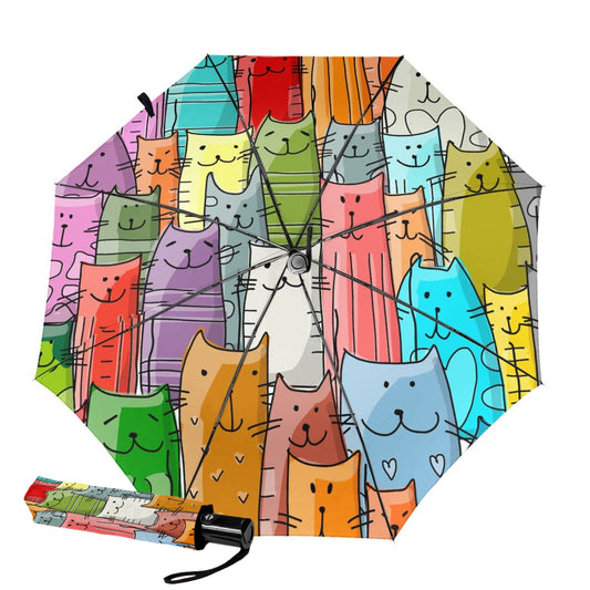 Foldable Umbrella With Funny Cats Print Inside