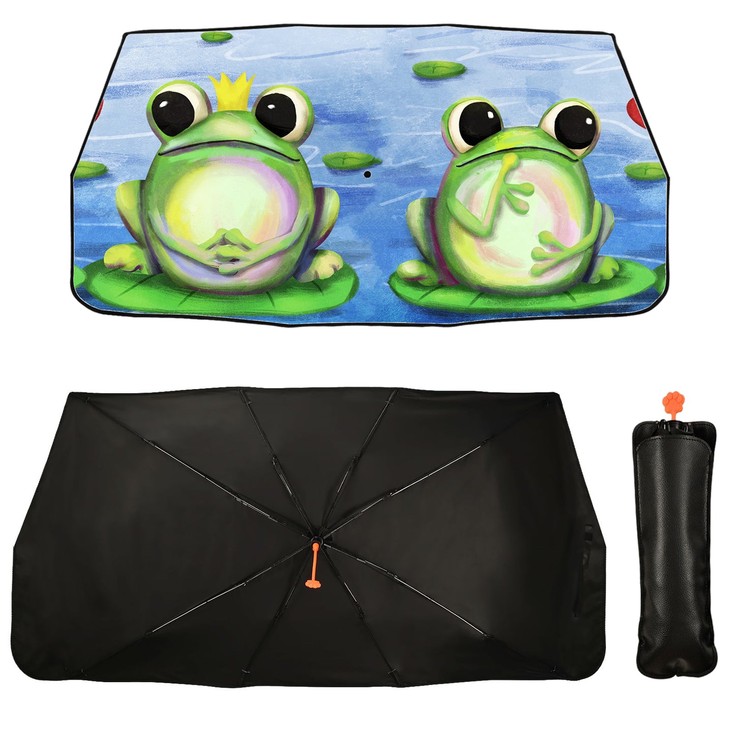 Funny Frogs Couple Car Windshield Sun Shade Umbrella