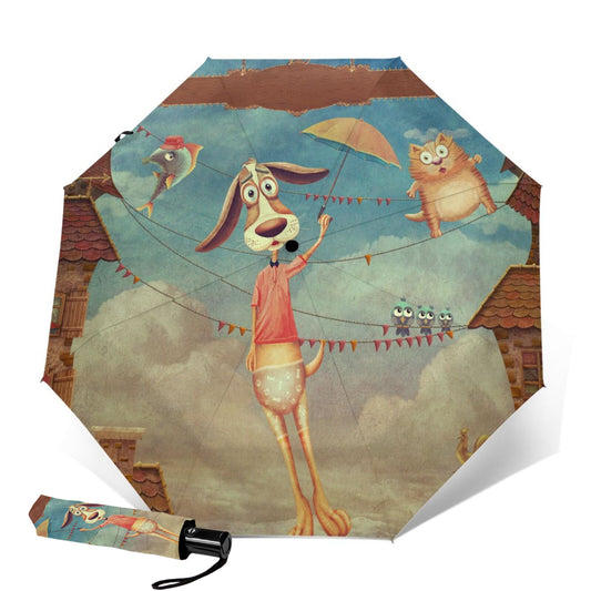 Funny Printed Small Automatic Umbrella