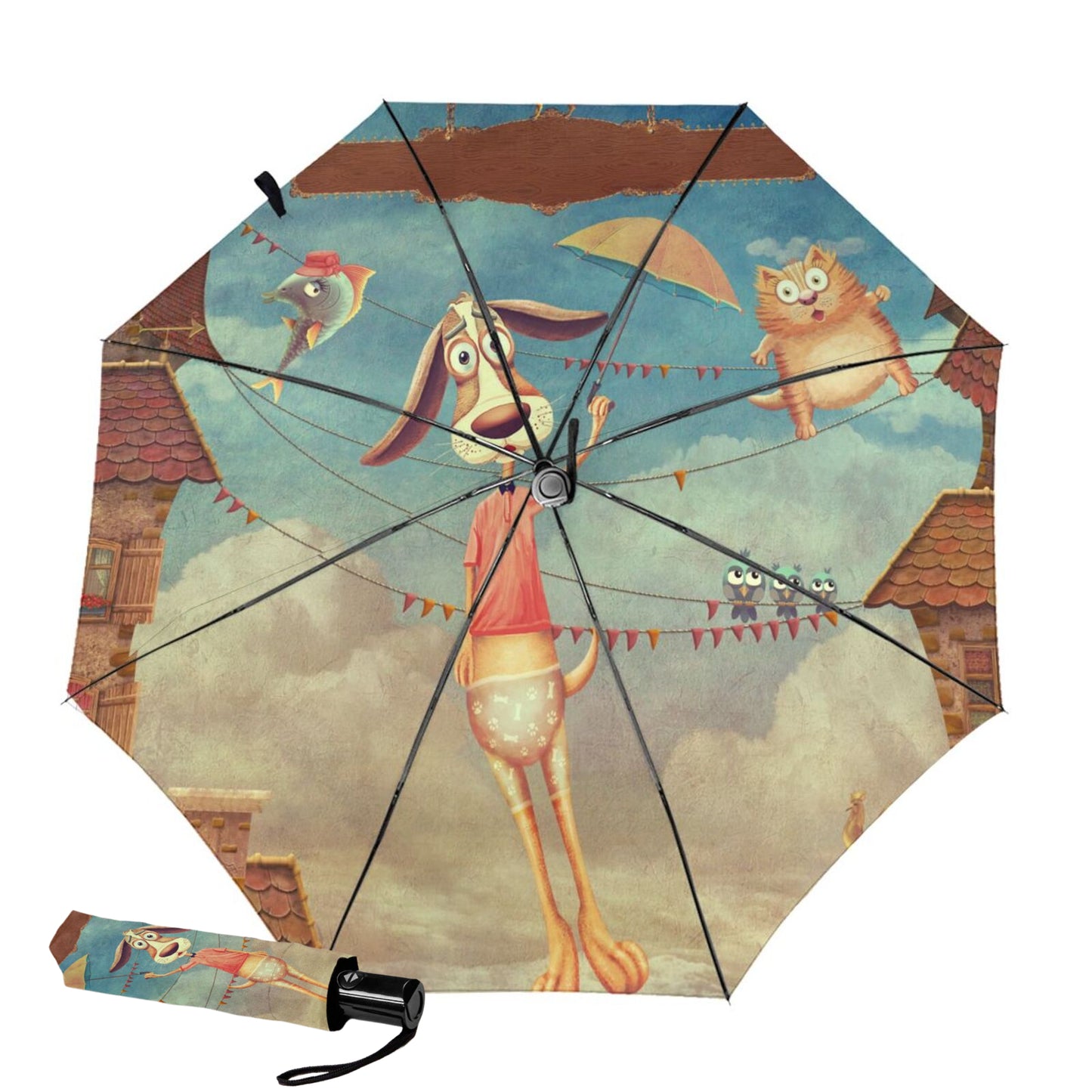 Small Foldable Umbrella With Funny Design Inside