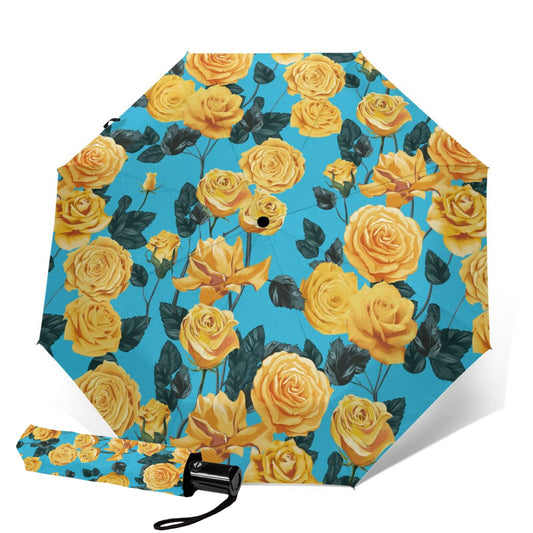 Golden Flower Compact Foldable Umbrella