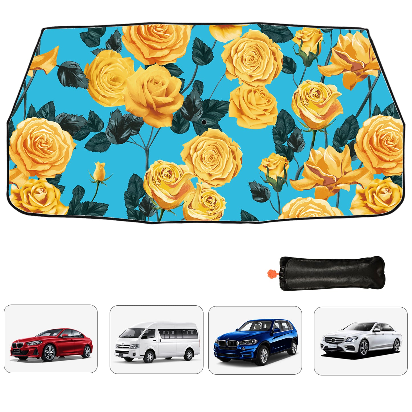 Golden Rose Foldable Car Windshield Sun Shade