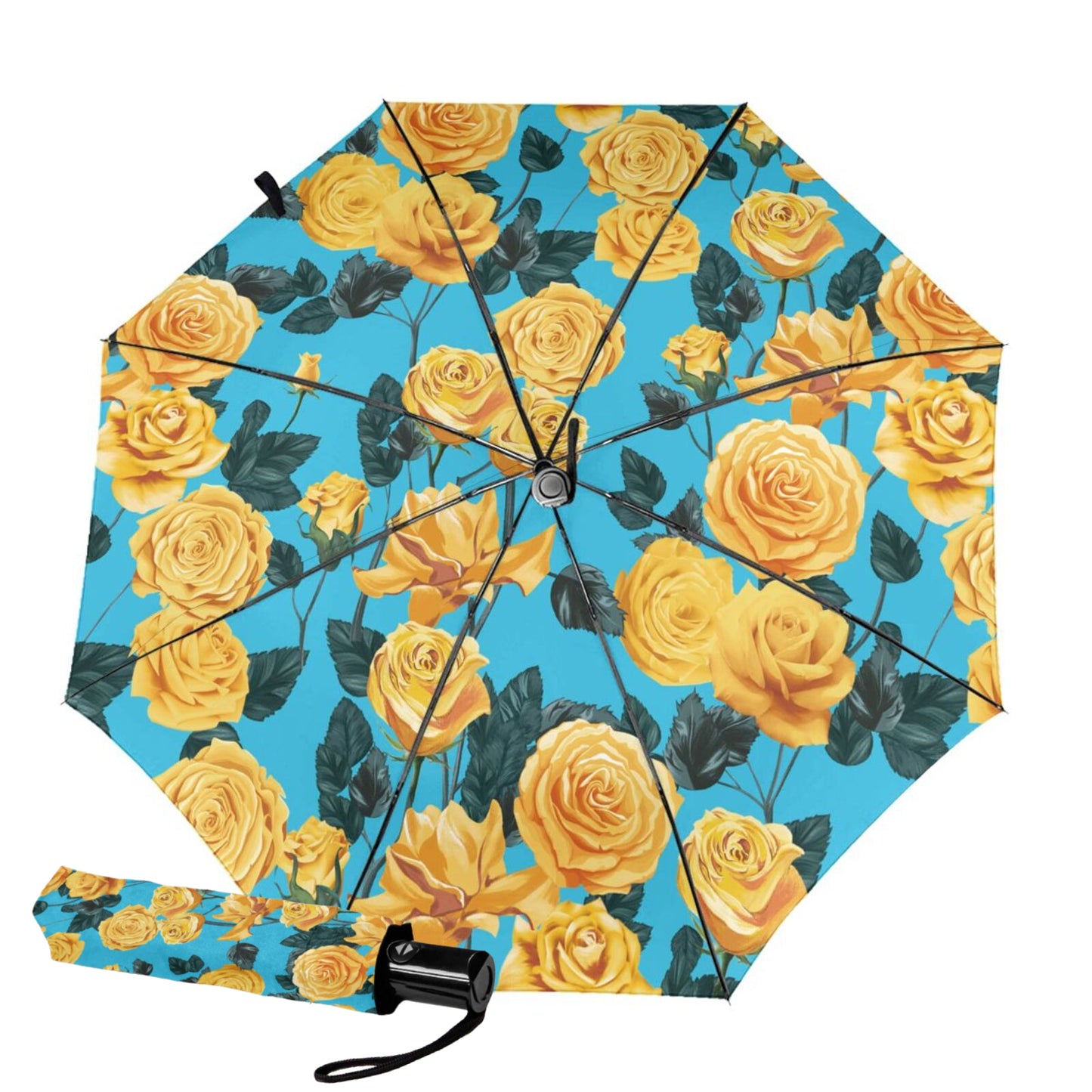 Small Automatic Umbrella With Golden Rose Inside