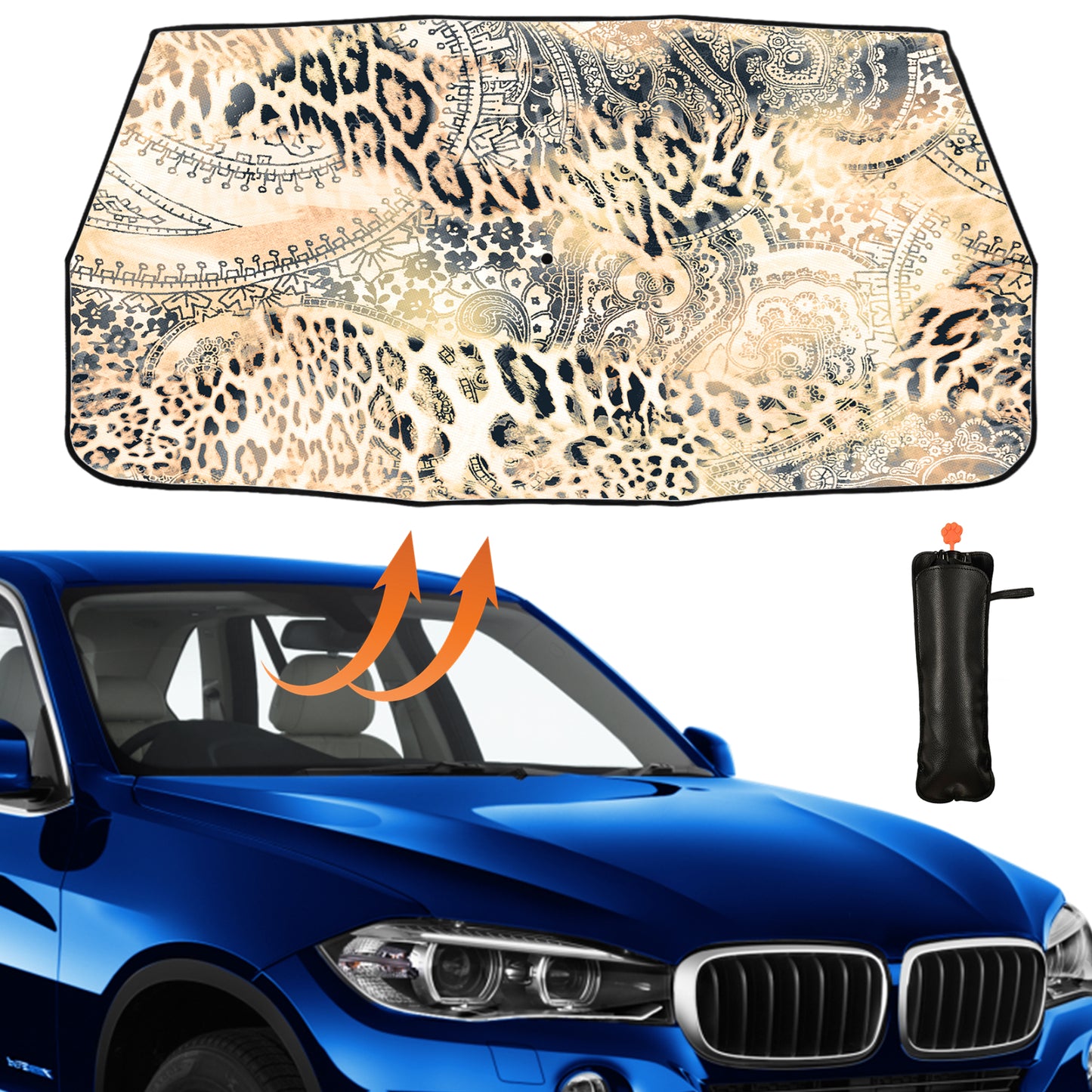 Gradient Leopard Car Sunshade Umbrella