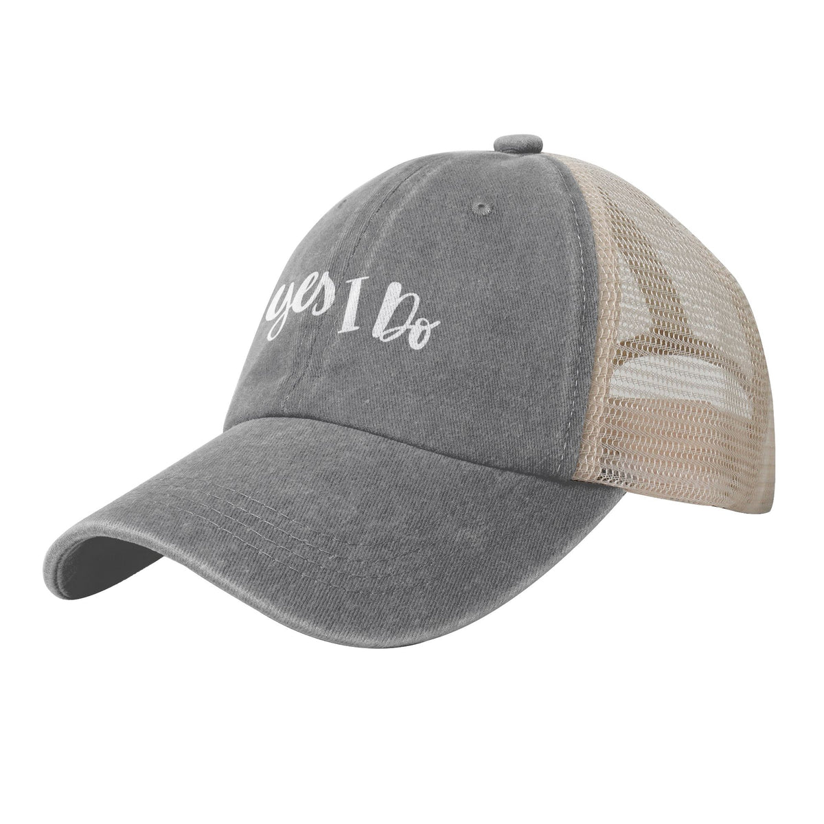 Yes I Do Print Gray Mess Back Baseball Cap