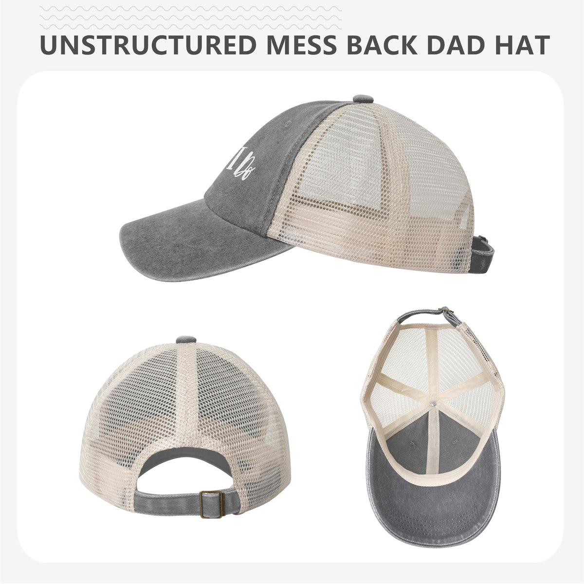 Yes I Do Print Gray Mess Back Baseball Cap
