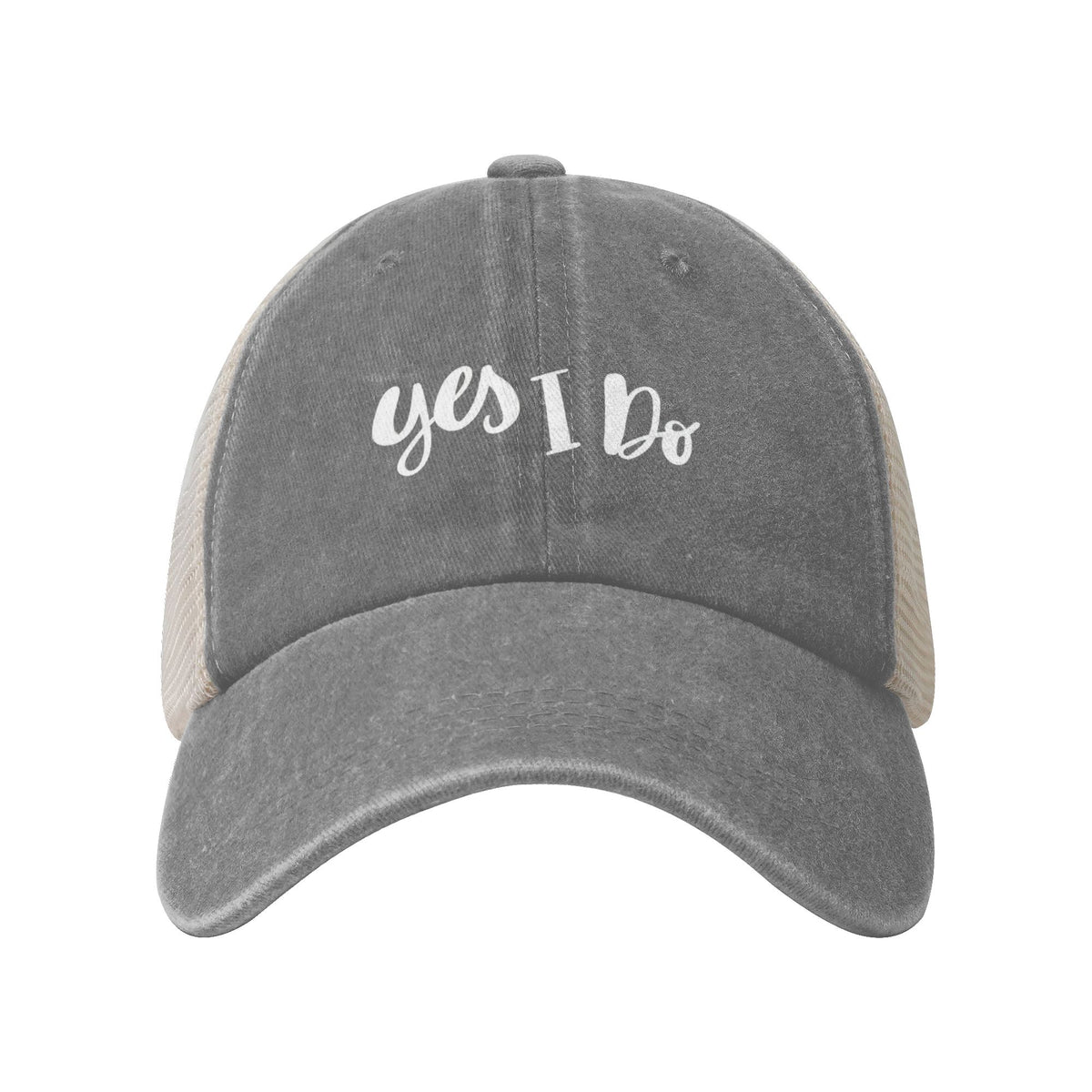 Yes I Do Print Gray Mess Back Baseball Cap