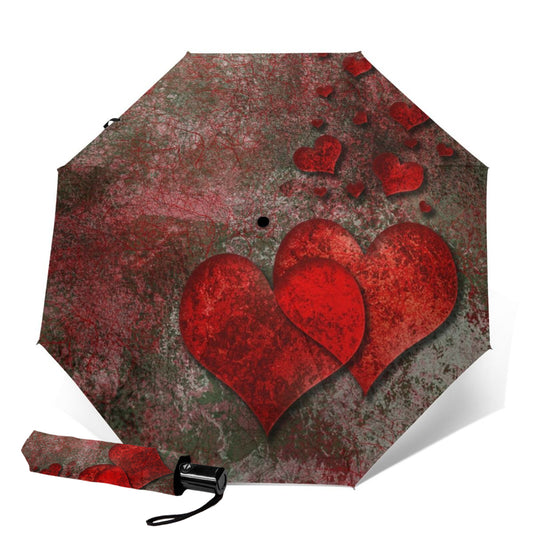 Heart Print Umbrella Compact Automatic