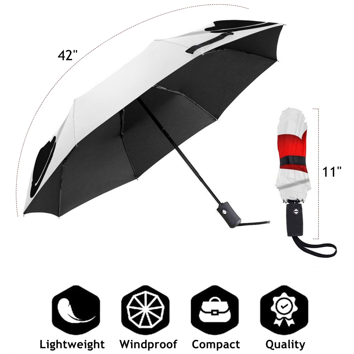 Heart Printed Compact Umbrella