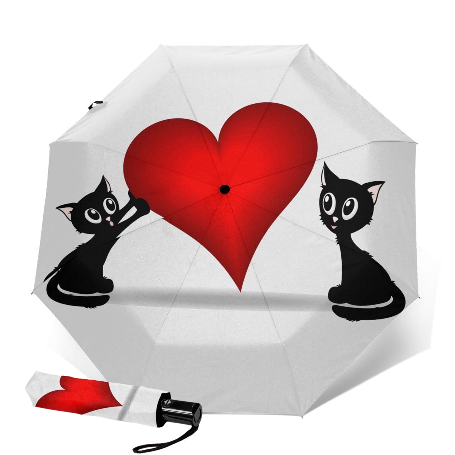 Heart Printed Compact Umbrella