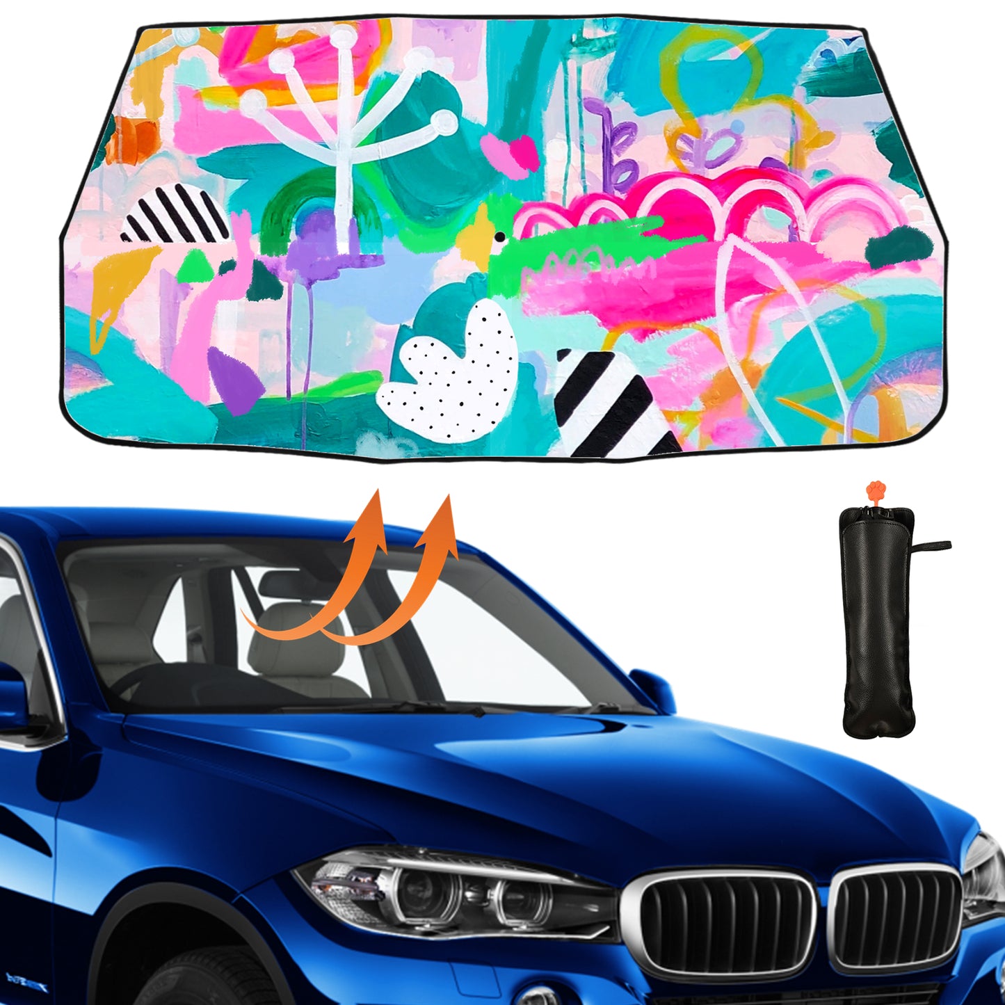 Jungle Oil Painting Car Windscreen Sun Shade Umbrella