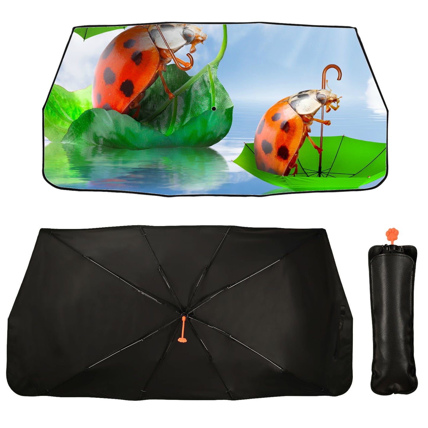 Funny Ladybird Car Windscreen Sun Shade Umbrella