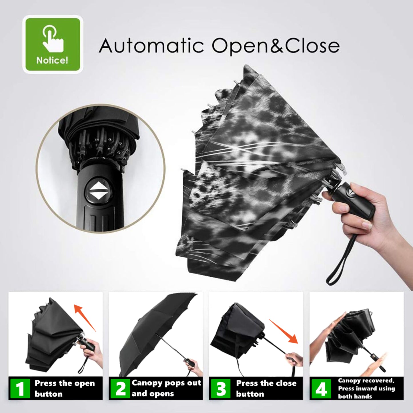 Snow Leopard Printed Small Travel Umbrella