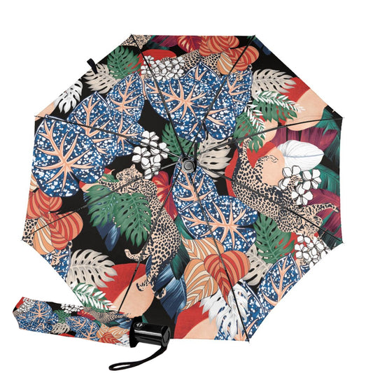 Small Automatic Umbrella With Leopard Design Inside