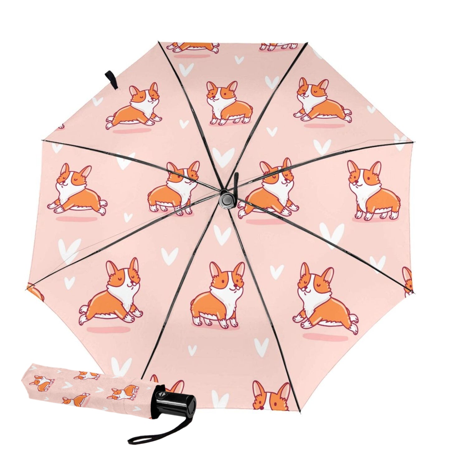 Little Corgi Print Inside Small Folding Umbrella