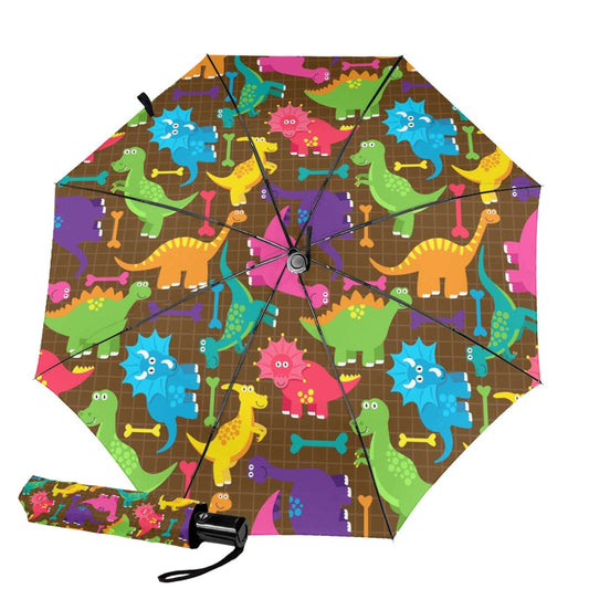 Small Folding Umbrella With Little Dinosaur Print Inside