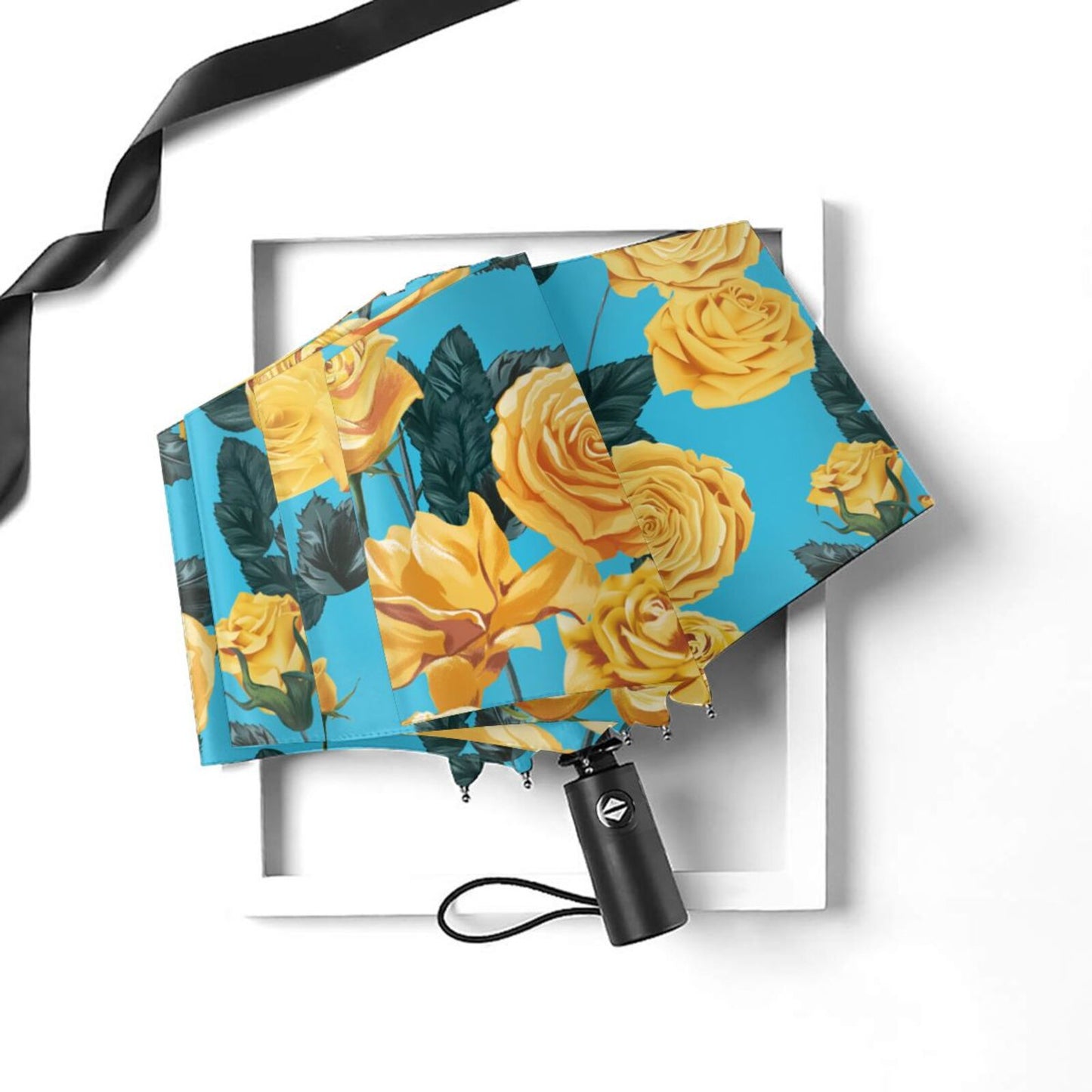 Golden Flower Compact Foldable Umbrella