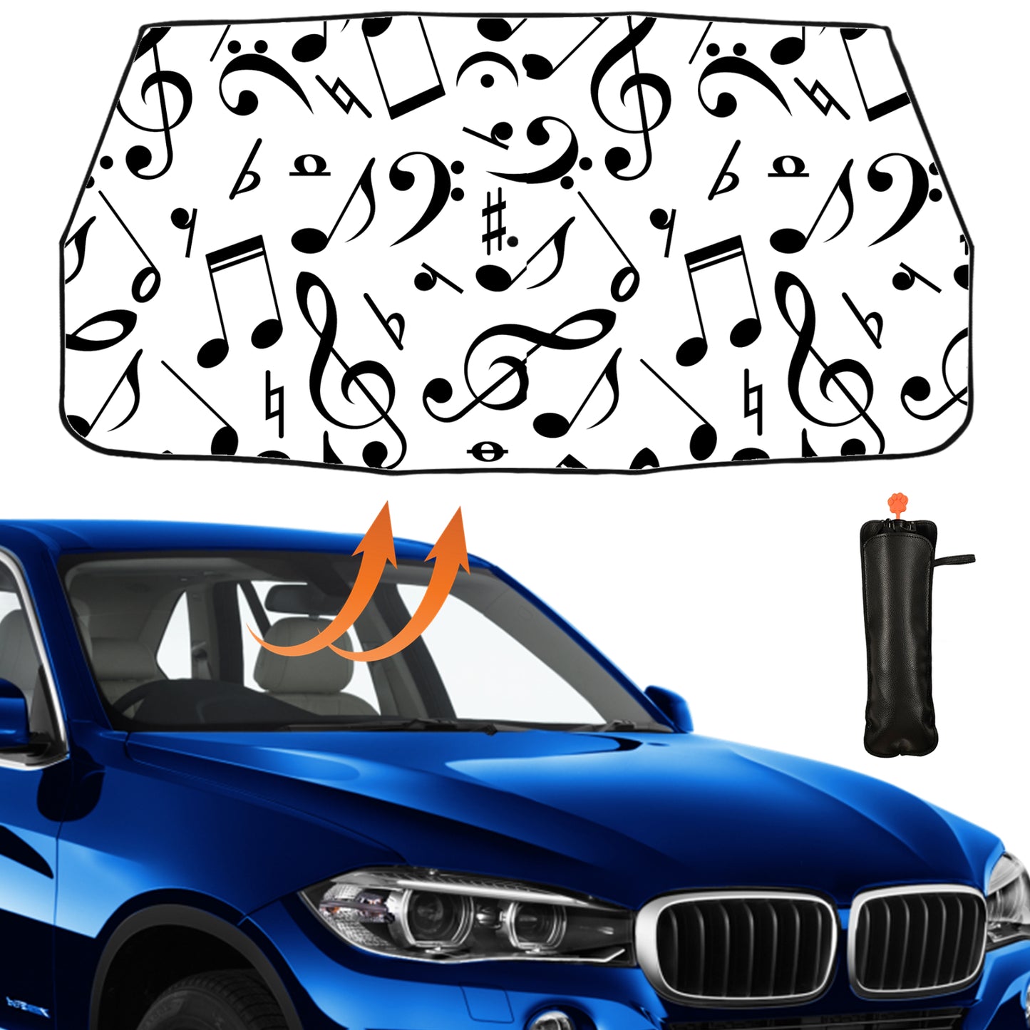 Foldable Windscreen Sun Shade With Music Notes