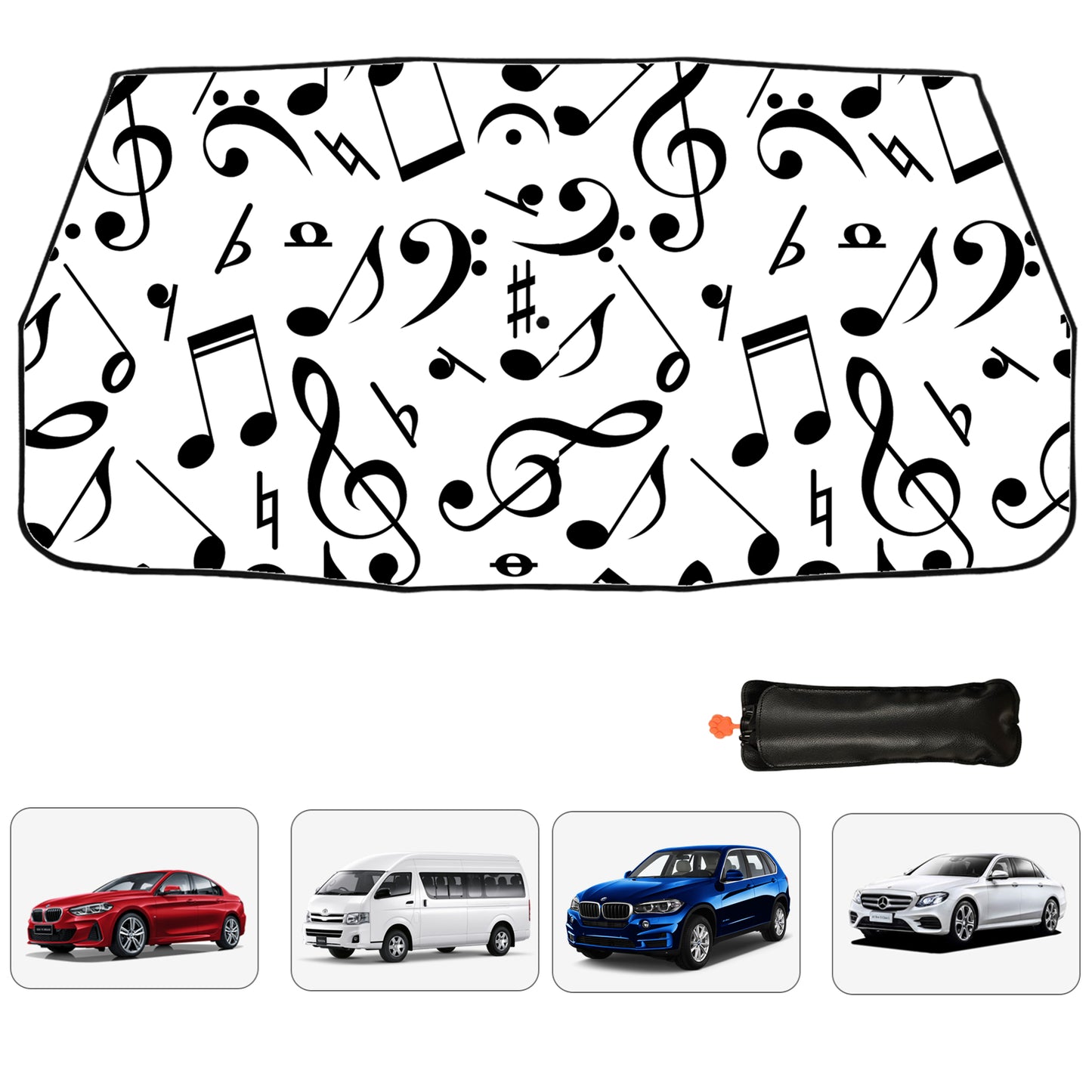 Foldable Windscreen Sun Shade With Music Notes