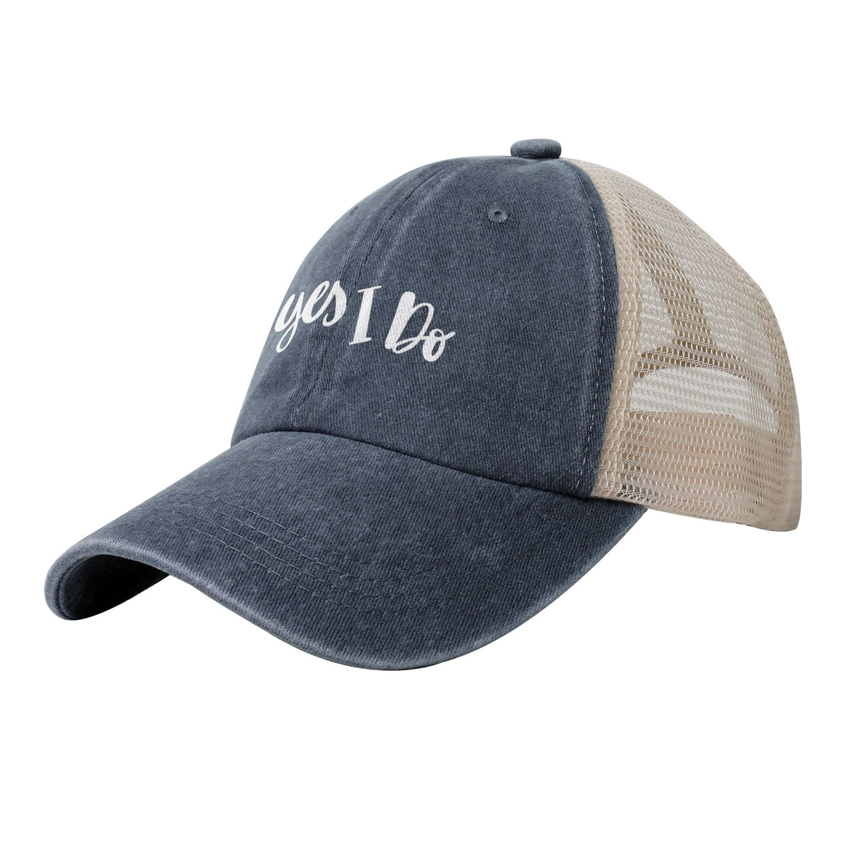Yes I Do Print Navy Blue Mess Back Baseball Cap