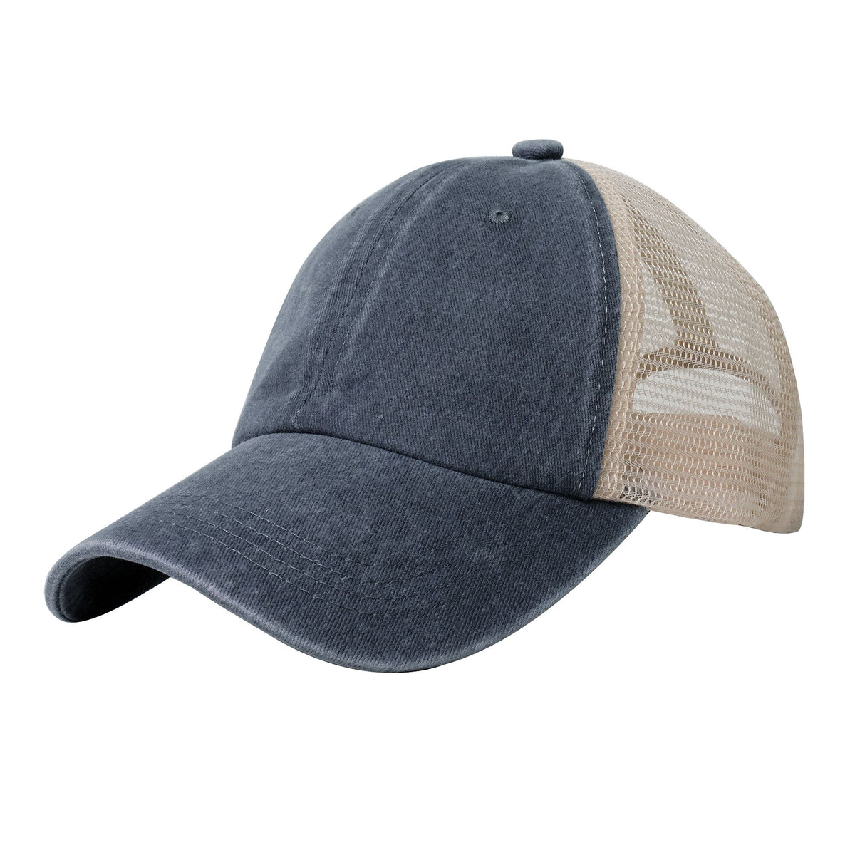 Navy Blue Breathable Baseball Cap With Mess Back