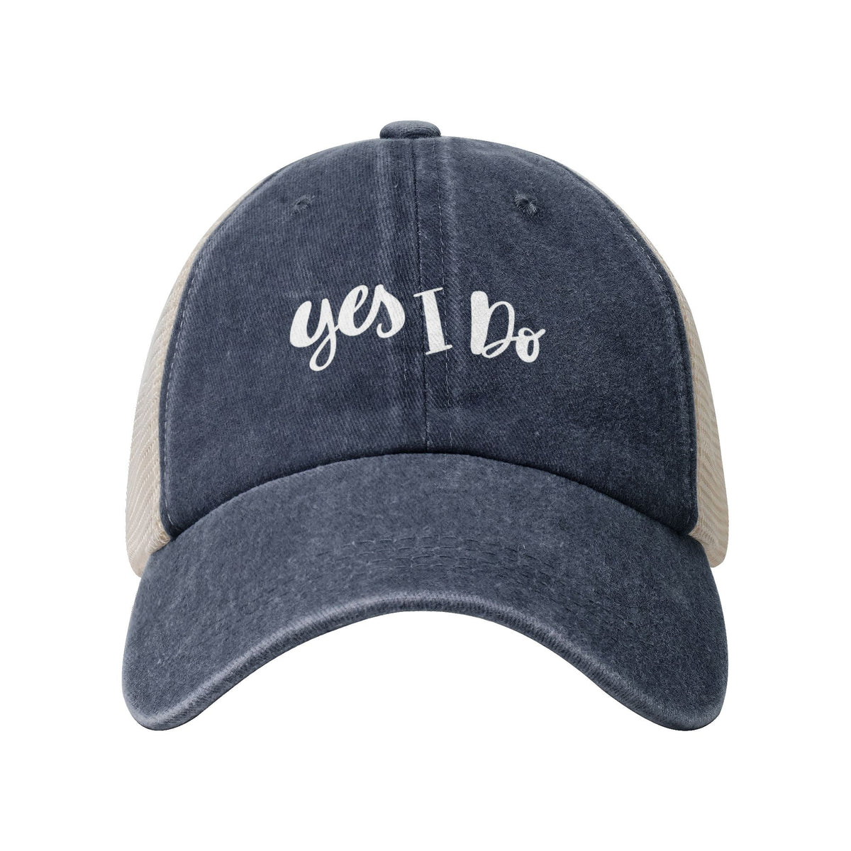 Yes I Do Print Navy Blue Mess Back Baseball Cap