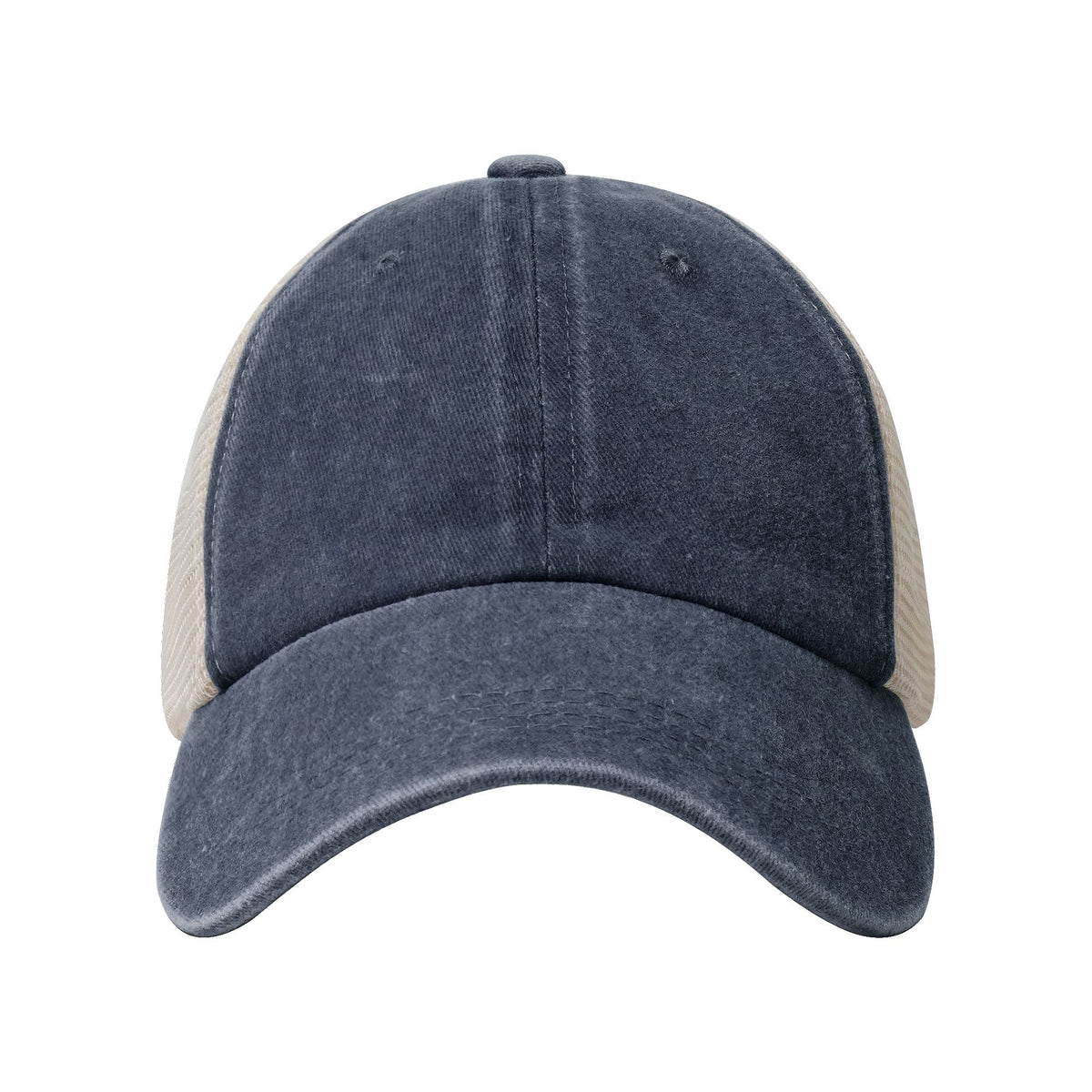 Navy Blue Breathable Baseball Cap With Mess Back